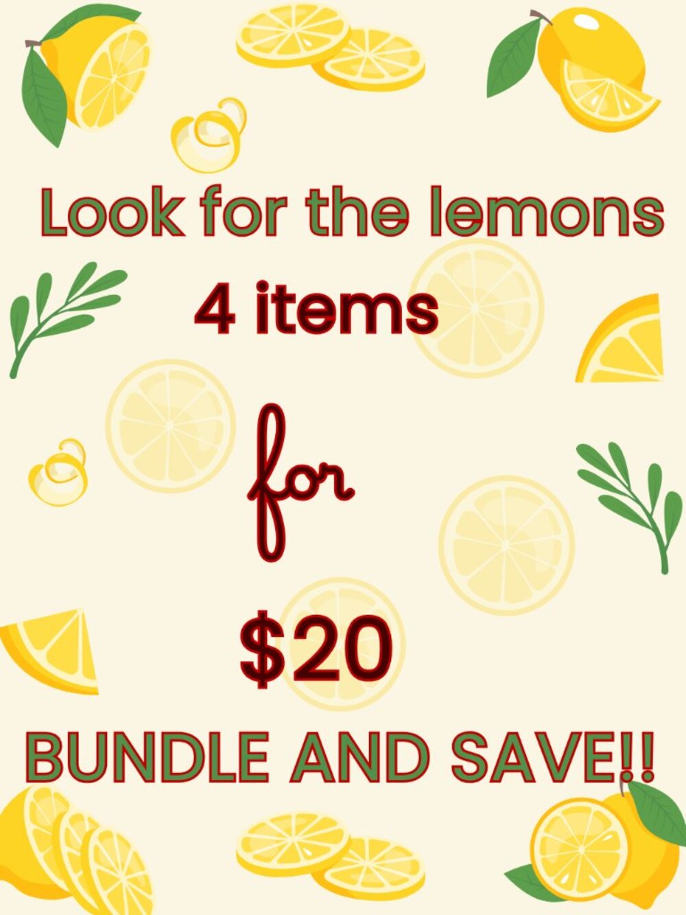 4 items for $20 FREE SHIPPING